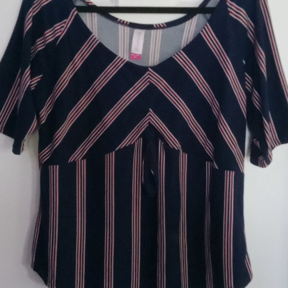 No Boundaries Navy and White Striped Top